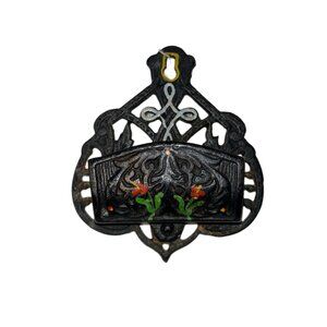 Wilton Vintage Cast Iron Hand Painted Floral Wall Mountable Match Holder